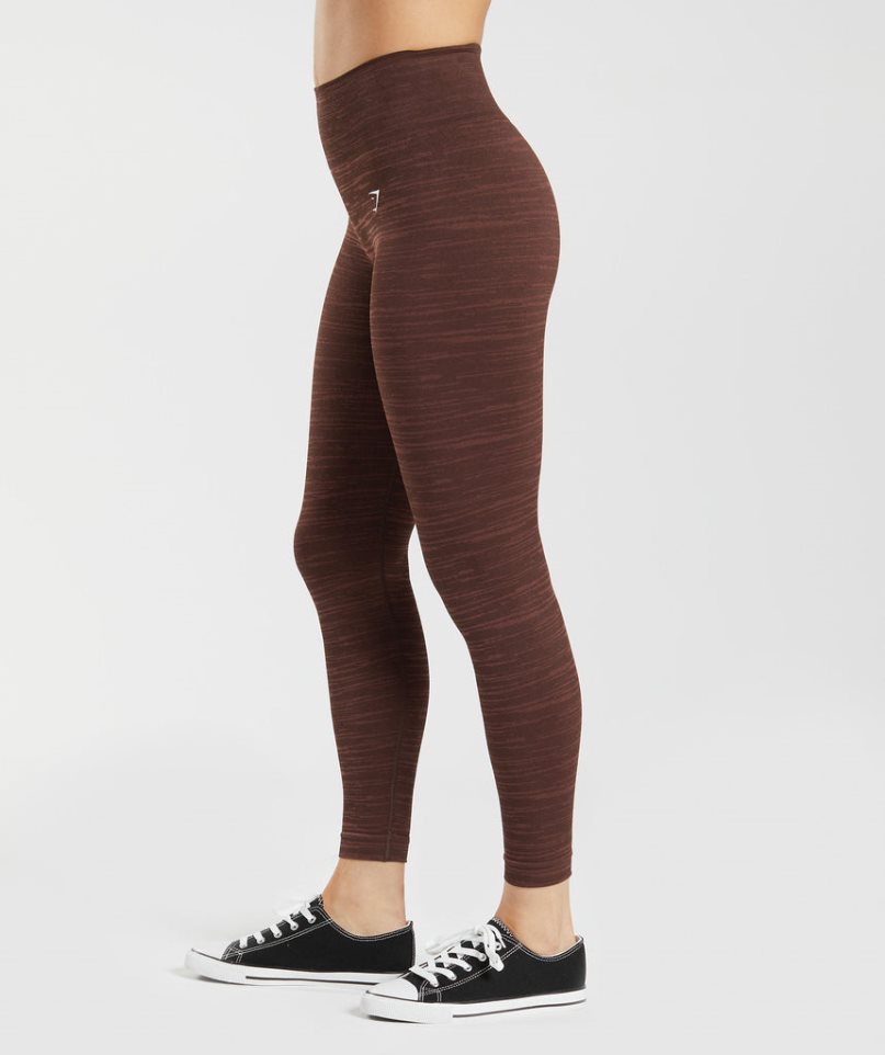 Women's Gymshark Adapt Marl Seamless Leggings Dark Brown | NZ 3AQSEL